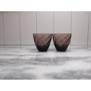 Amethyst Cordial Whiskey‎ Glasses Set, Vintage Purple Swirl Ribbed Twisted, 2.5"